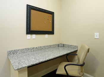 Built in computer desk with granite countertop